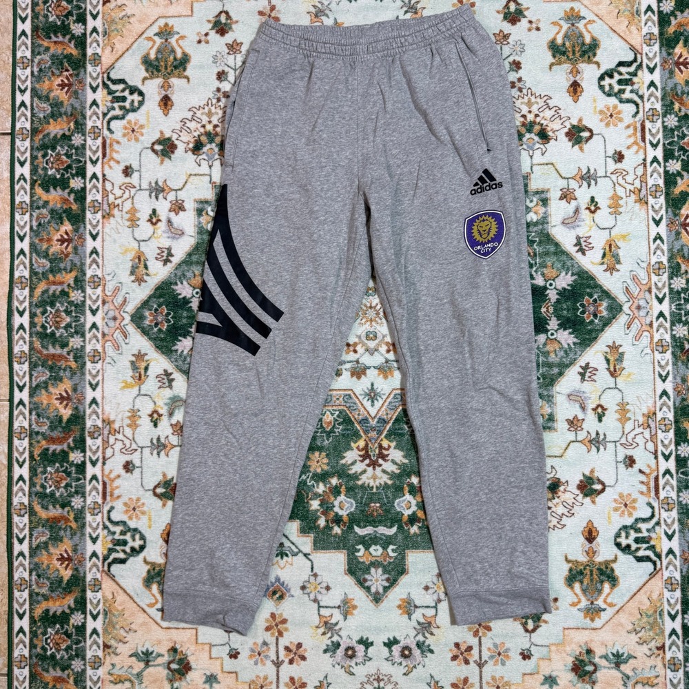Adidas Orlando City Soccer Joggers Sweatpants Mens Size M Grey Athletic MLS